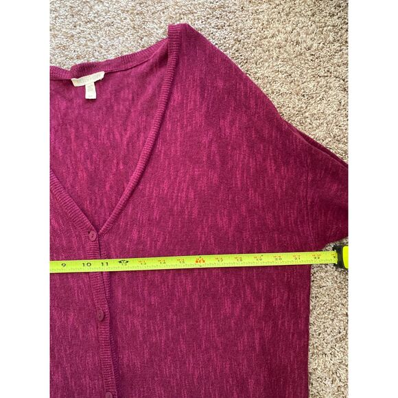 Eileen Fisher Burgundy Linen and Cotton Cardigan Womens Small Oversized Button - Picture 6 of 7